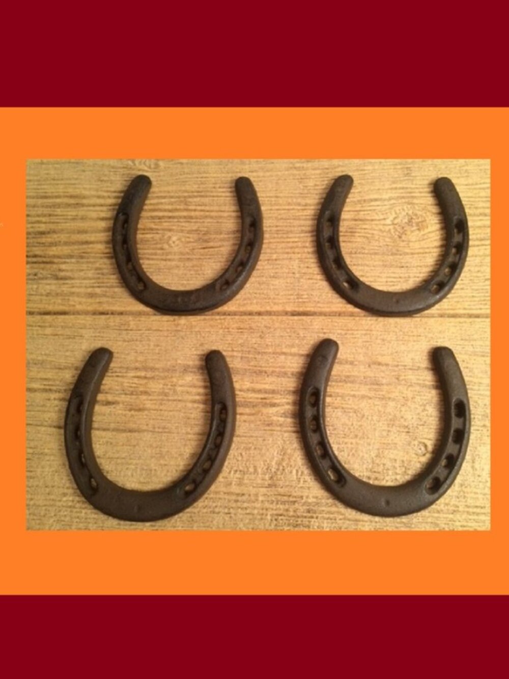Set of Four (4) Large 5" long Horse Shoes Cast Iron Four (4) 05208